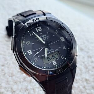Casio Wave Ceptor Tough Solar WVA-470 Radio Controlled World Time 42mm Men's JDM